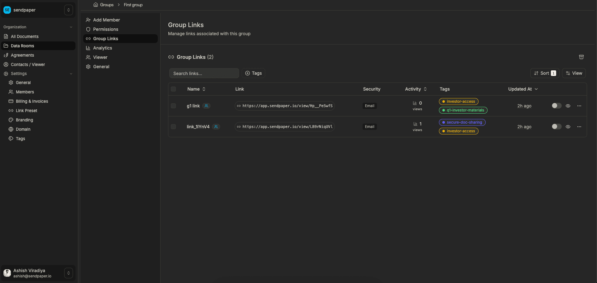 Viewer groups and links: manage access by group